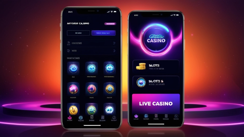 Mobiel casinomenu met spelcategorieën en favorieten op smartphone