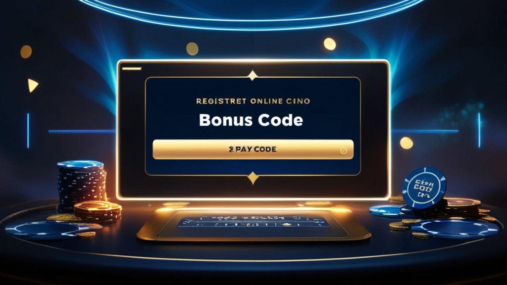 Registratiescherm met codeveld voor een bonuscode in een donker casino