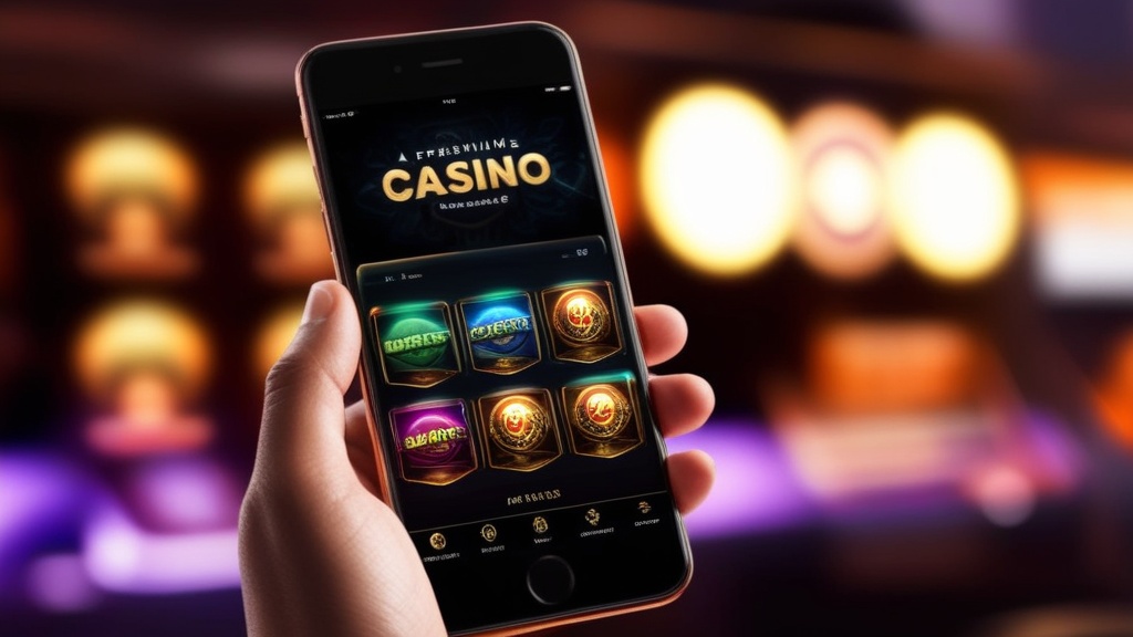 Speler gebruikt een casino-app op smartphone met helder mobiel menu
