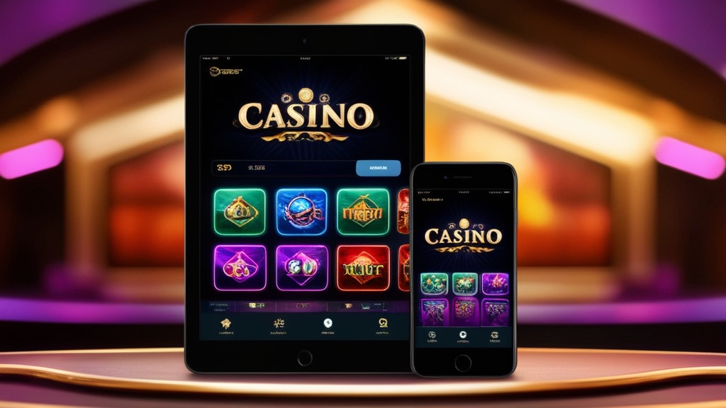 Tablet en smartphone met dezelfde casino-app in donkere speelomgeving